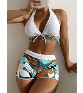 2023 Halter Vita alta Costume da bagno Donna Boyleg Bikini Set Costume da bagno estivo Biquini Xl Due pezzi Push Up Beach Nuoto