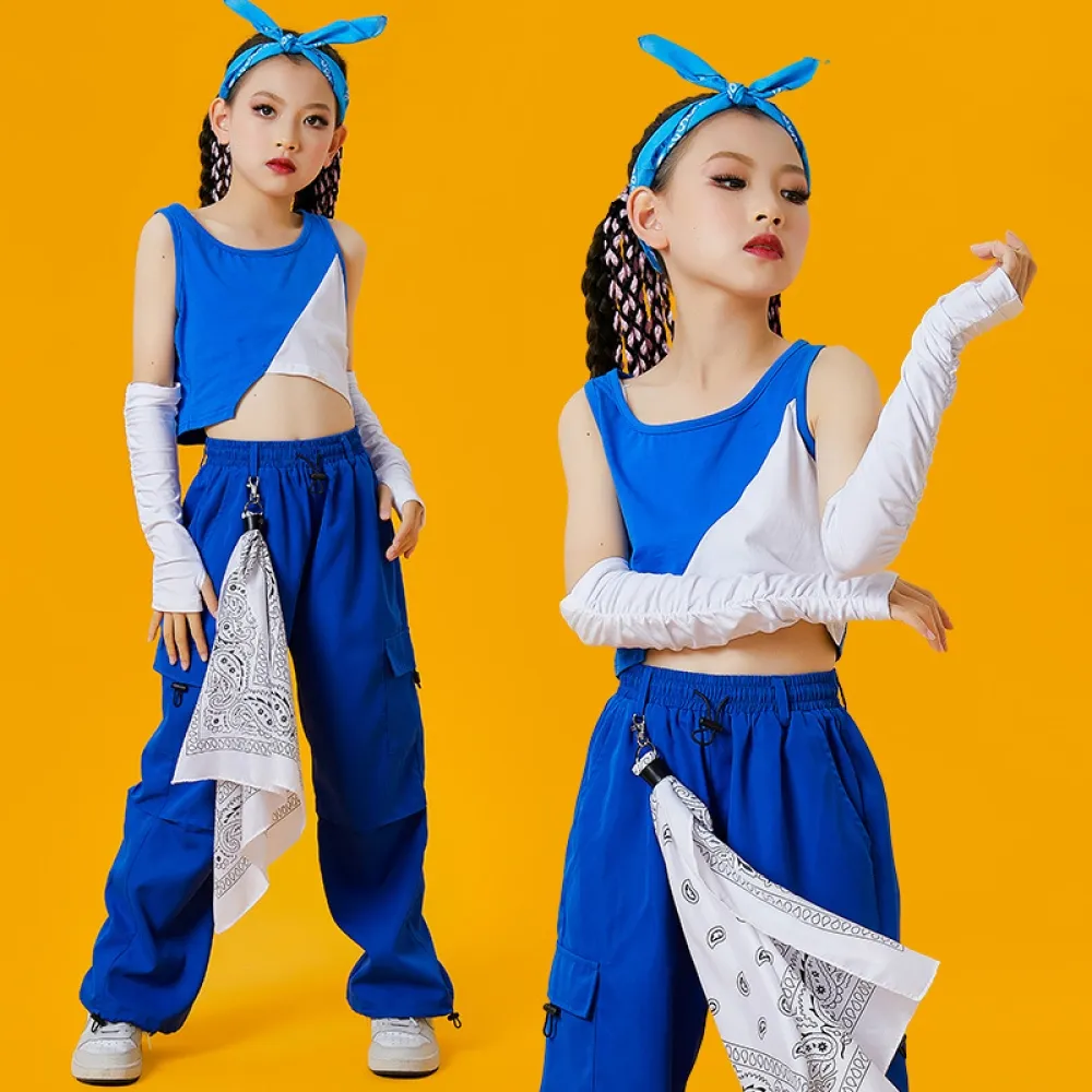 Abbigliamento da spettacolo per bambini Gilet jazz Top Abito da pratica di danza di strada hip-hop Costume da ballo jazz Tendenz