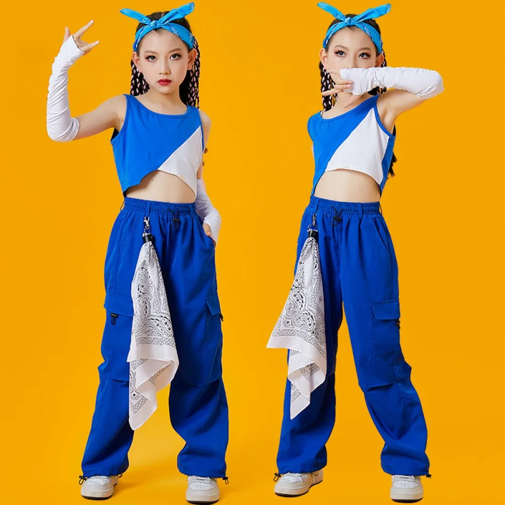 Abbigliamento da spettacolo per bambini Gilet jazz Top Abito da pratica di danza di strada hip-hop Costume da ballo jazz Tendenz