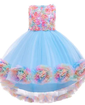 Abito per bambini New Girl Dress Bow Applique Net Garza Puffy Princess