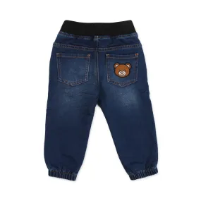 Baby Jeans Blu Scuro Con Patch Teddy Bear