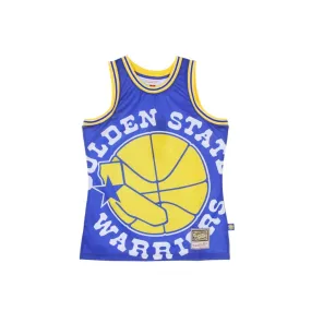 CANOTTA TIPO BASKET UOMO NBA BIG FACE BLOWN OUT FASHION JERSEY HARDWOOD CLASSICS GOLWAR ROYAL/ORIGINAL TEAM COLORS