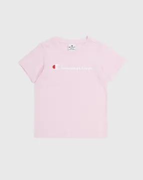 Champion T-Shirt In Jersey Con Logo Champion Rosa Bambina