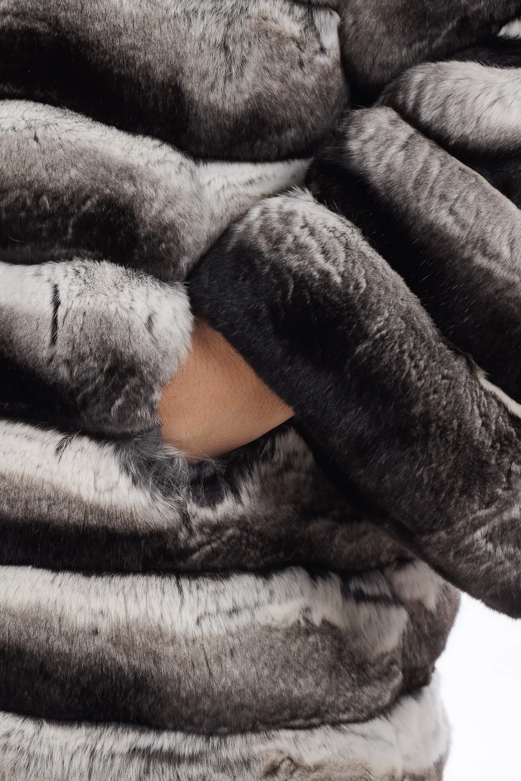 Chinchilla fur jacket with volcano collar