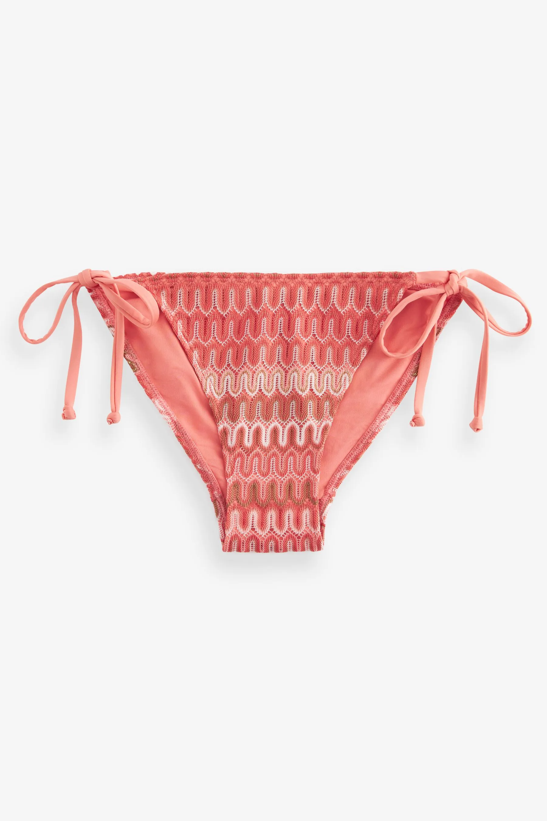 Corallo Rosa all'uncinetto  - Slip bikini con laccetti laterali