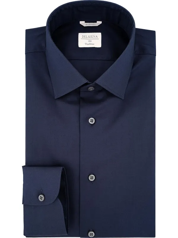 Dark blue shirt in cotton twill fabric