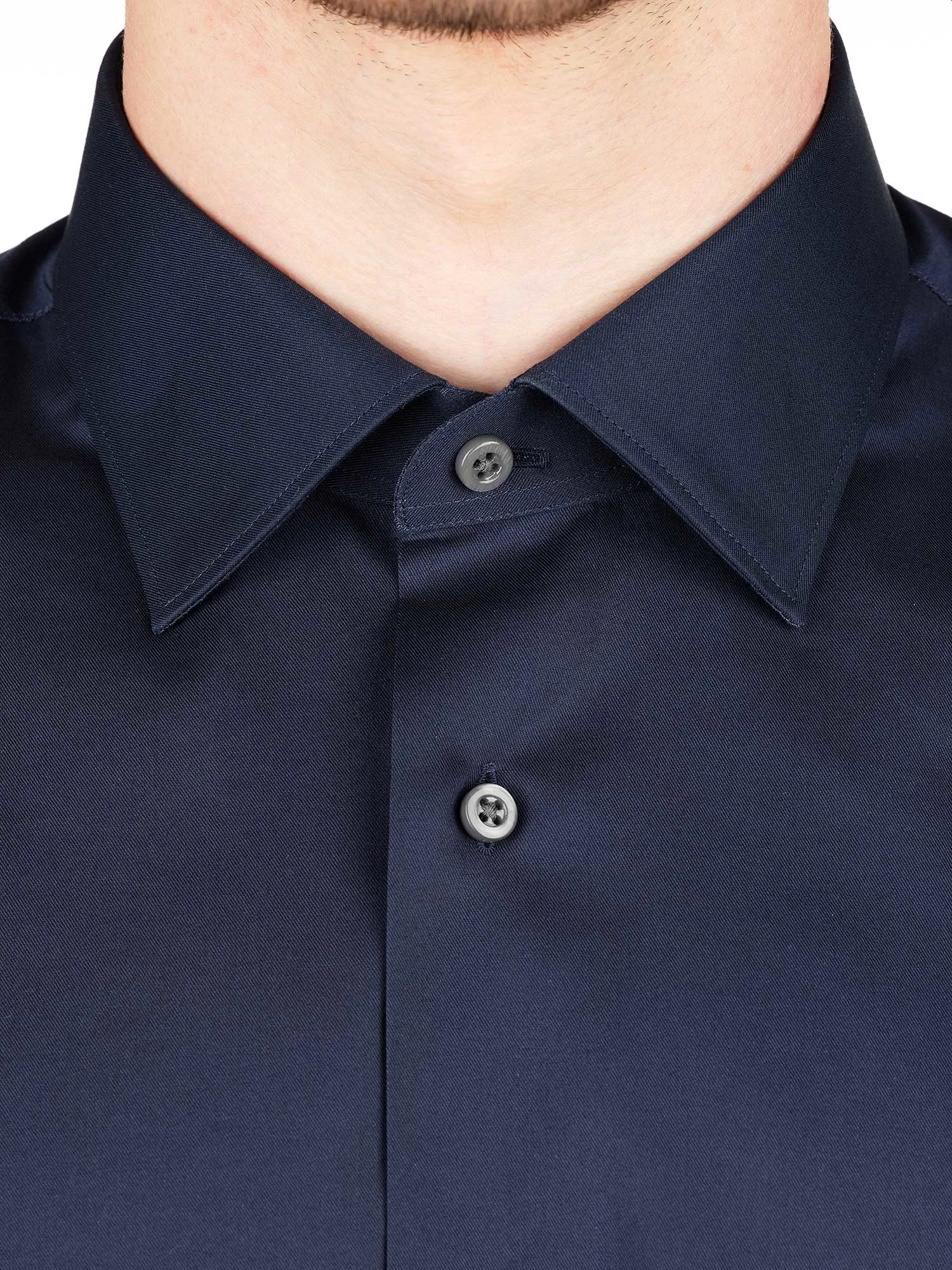 Dark blue shirt in cotton twill fabric