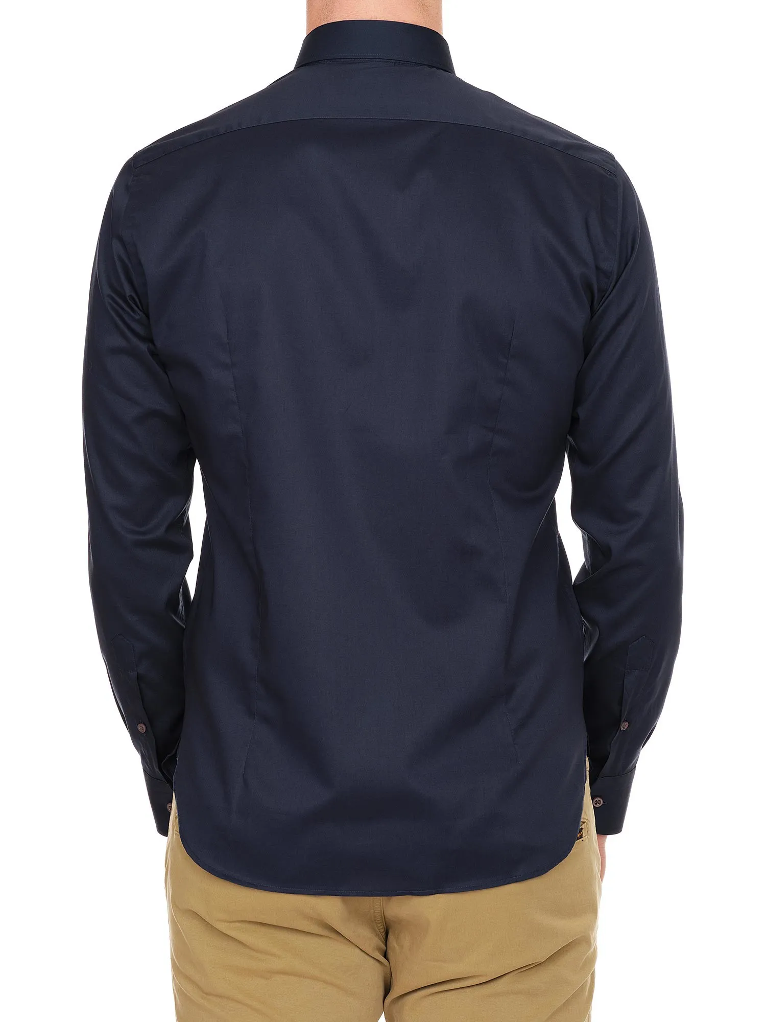 Dark blue shirt in cotton twill fabric