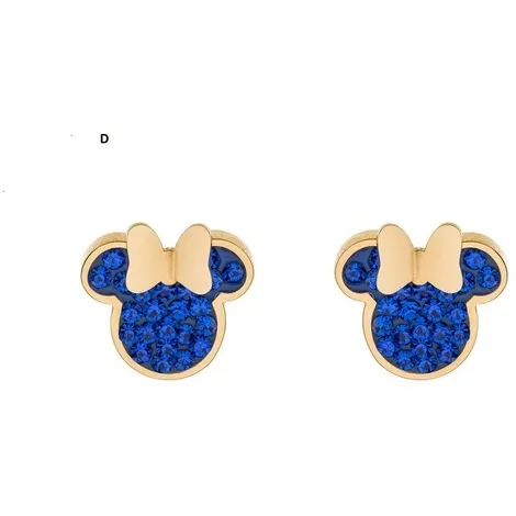 DISNEY Orecchini Disney Minnie in acciaio e cristalli blu