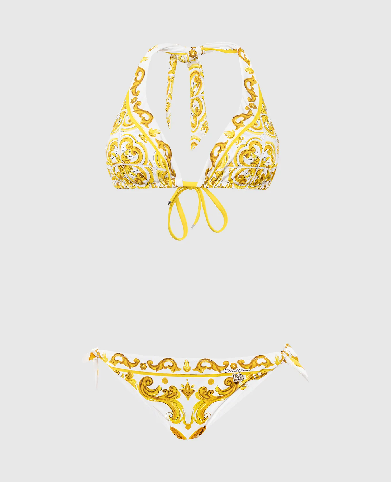 Dolce&Gabbana Costume intero bianco con stampa Maioliche O8A54JONO19
