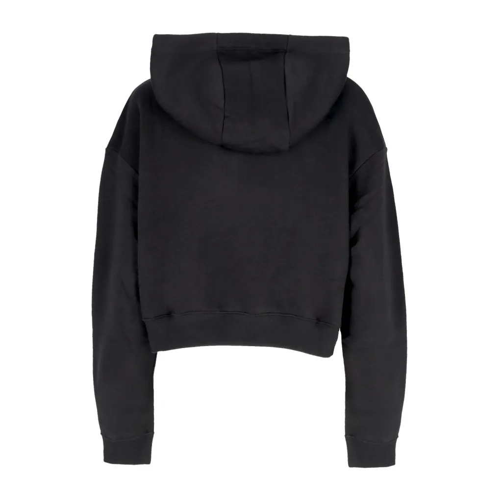 felpa cappuccio corta donna sportswear club fleece graphic oversized crop hoodie BLACK/WHITE