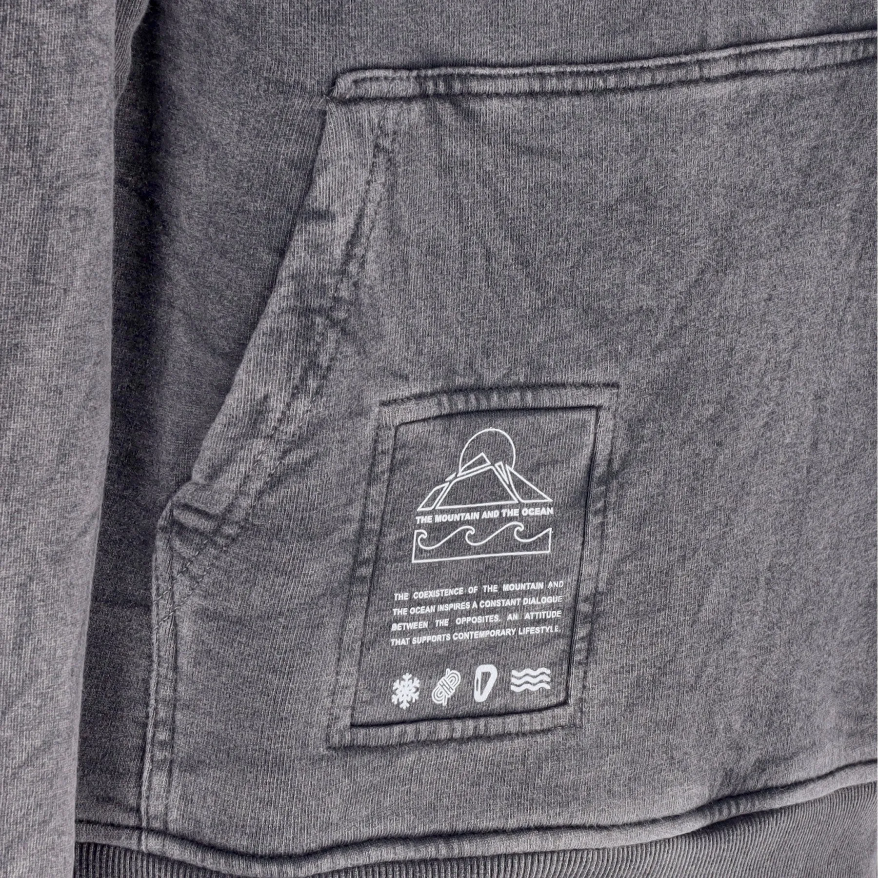 Felpa Leggera Cappuccio Uomo Stone Washed Logo Hoodie Black