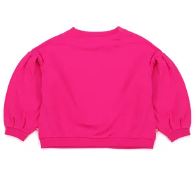 Felpa Rosa Fluo Con Patch Nere Bambina