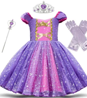 Girl Christmas Shiny Princess Dress Toddler Babi Birthday Party Vestidos Kids Tutu Gown Clothes Children Evening Cosplay