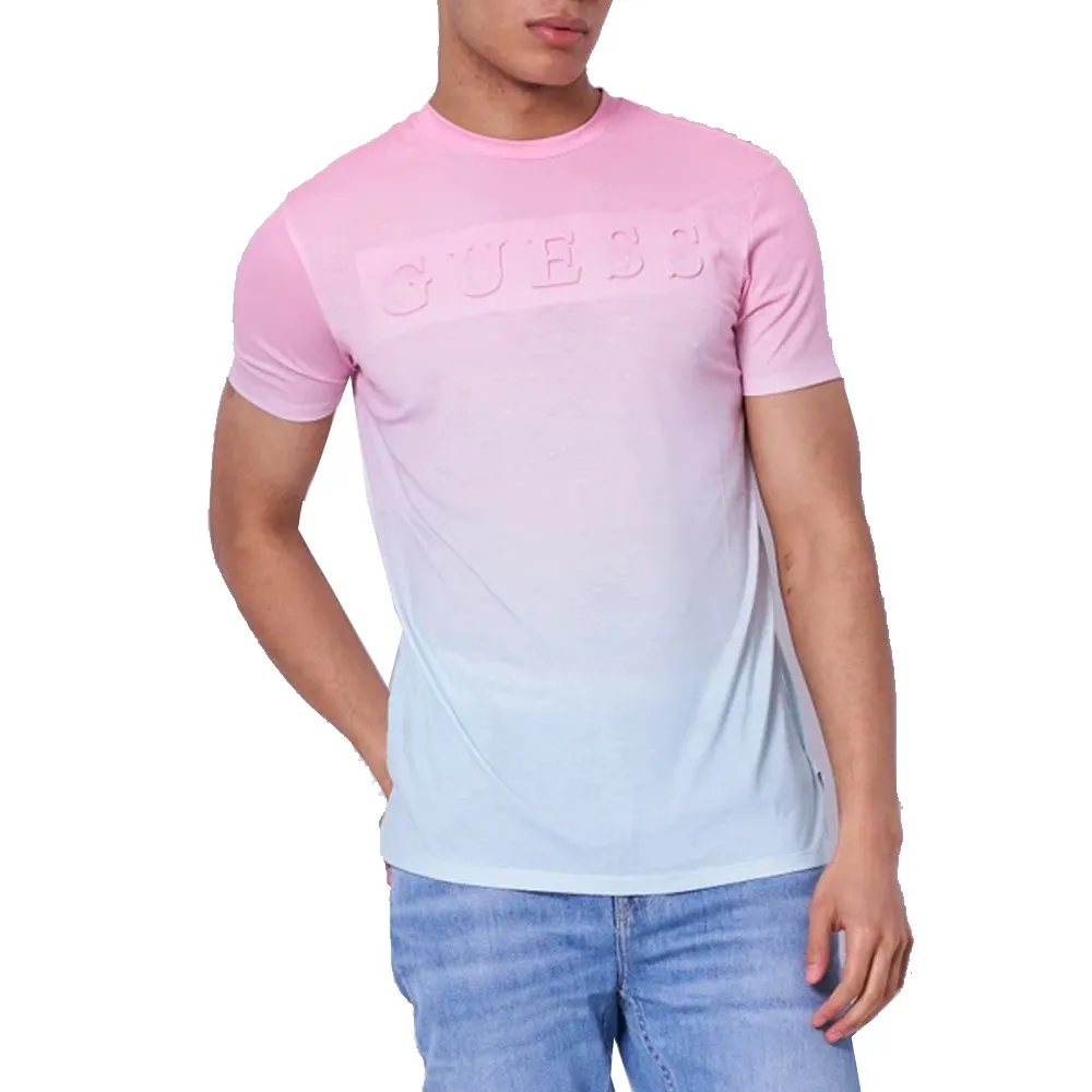 Guess T shirt uomo Embossed Logo M4GI66 KCCD0 F6AY Riviera Pink Multi