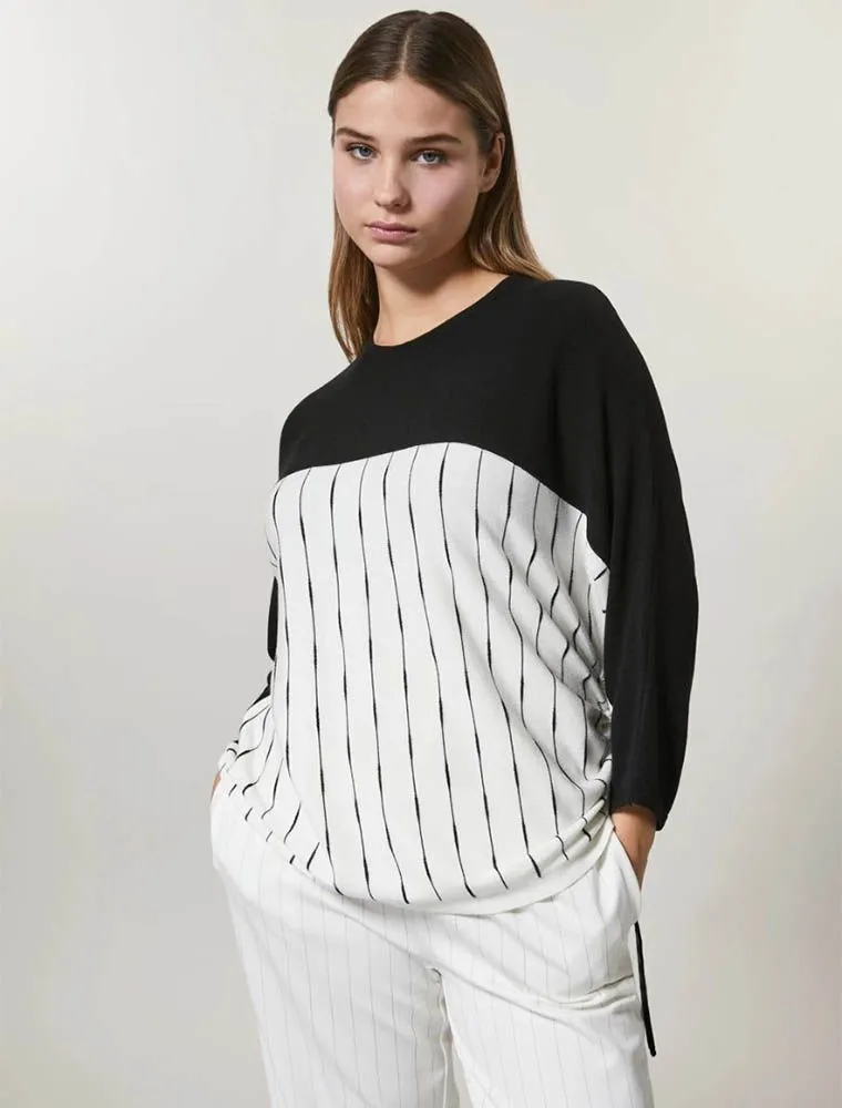 Maglia Manica Lunga Curvy Persona - Nero Bianco