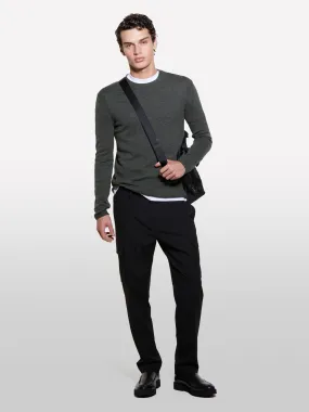 Maglia regular fit verde militare con girocollo