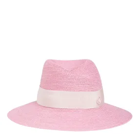 MAISON MICHEL  Cappello ''Virginie'' in paglia rosa