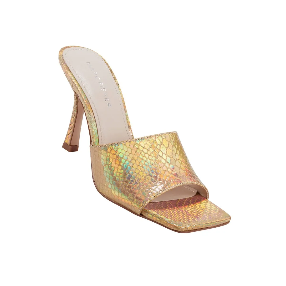 Marc Fisher Heels & Pumps Outlet Montreal Danria Slip On Heeled Sandal Donna Oro Serpente Multi