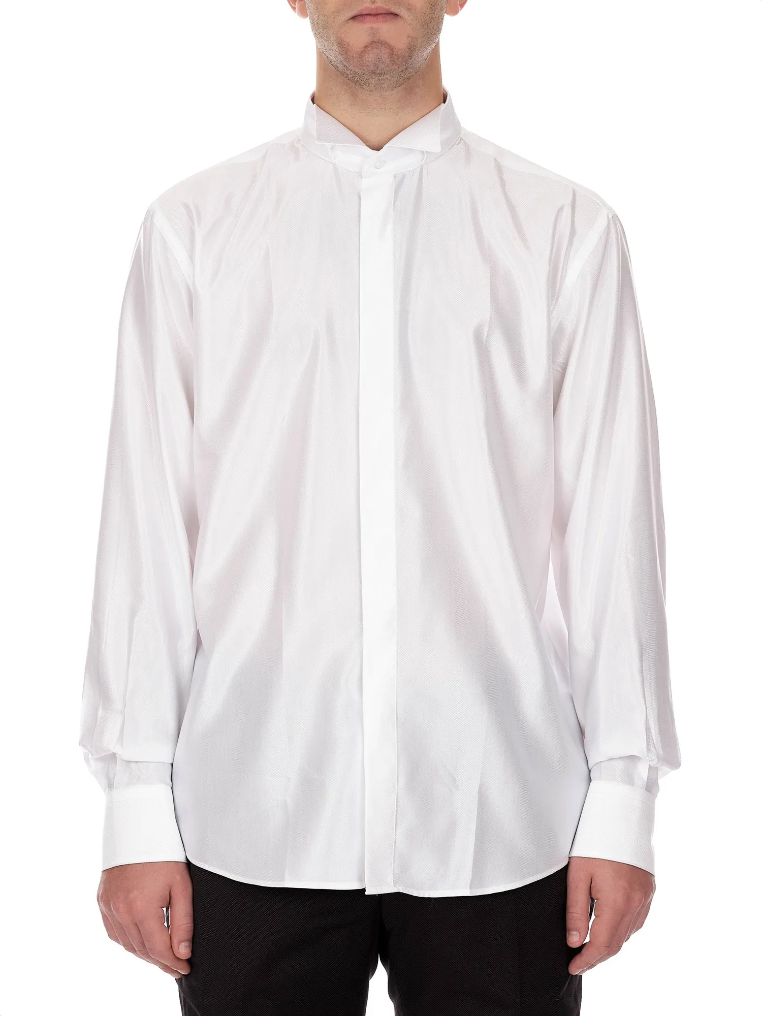 Men's Evening Shirt with Bow Tie Collar and Loose Fit