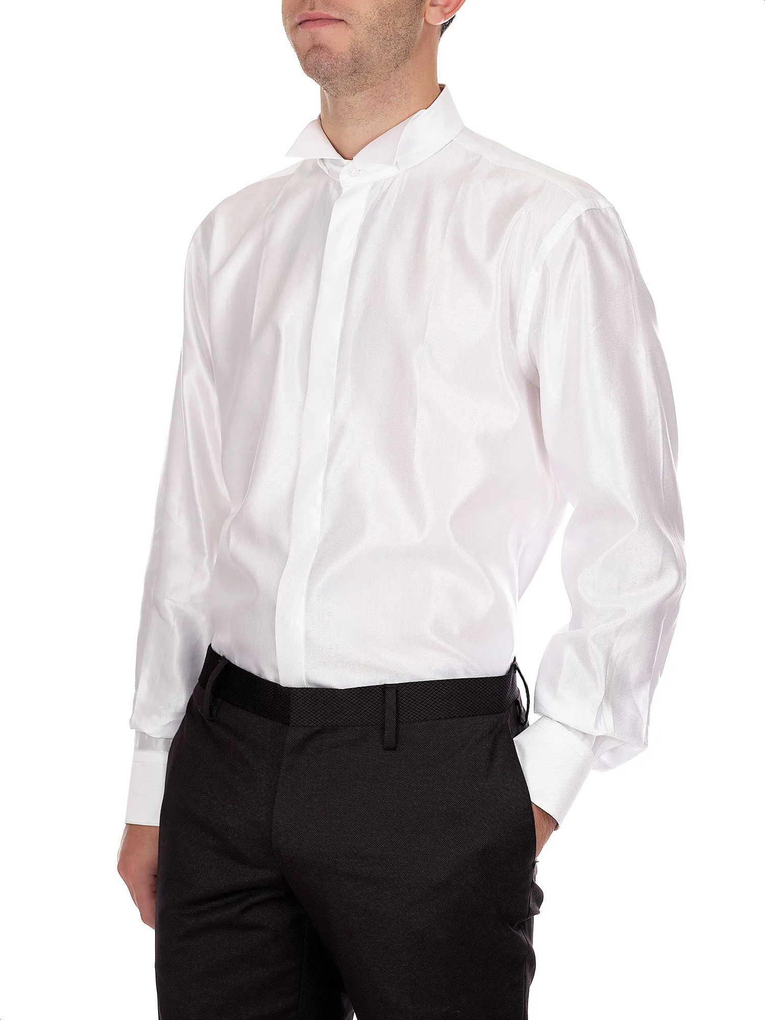 Men's Evening Shirt with Bow Tie Collar and Loose Fit