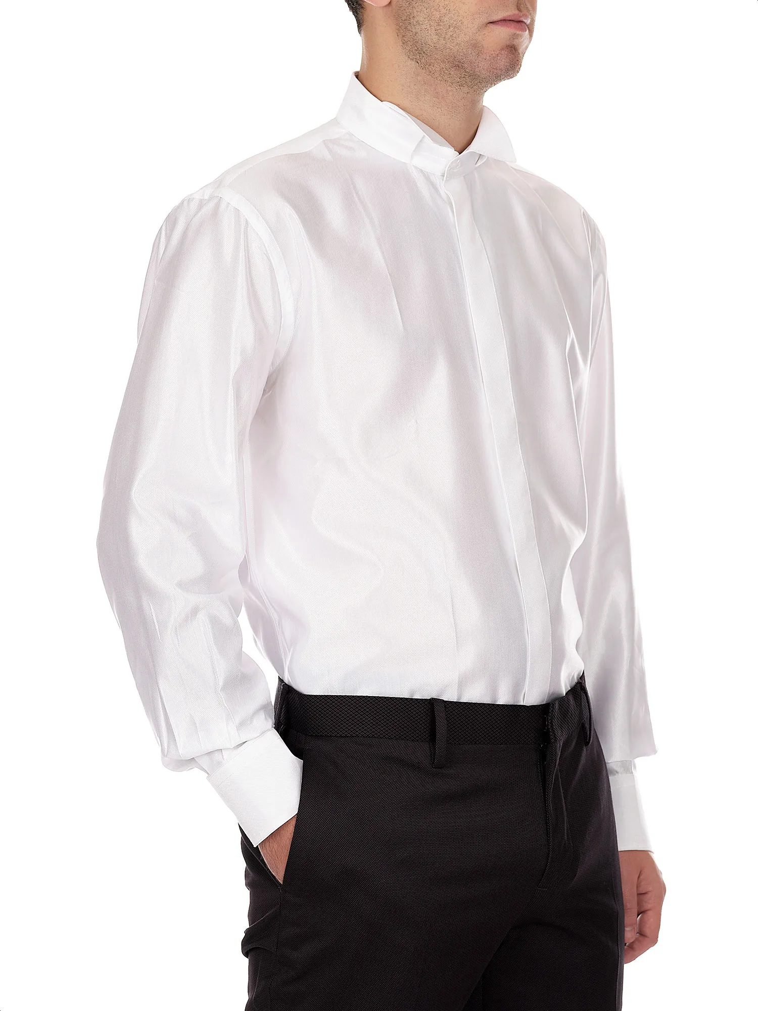 Men's Evening Shirt with Bow Tie Collar and Loose Fit