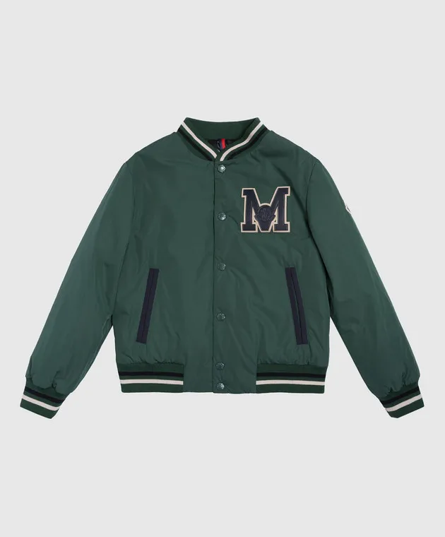 Moncler ENFANT Piumino bomber verde da bambino Siko con logo J29541A0002154A91810