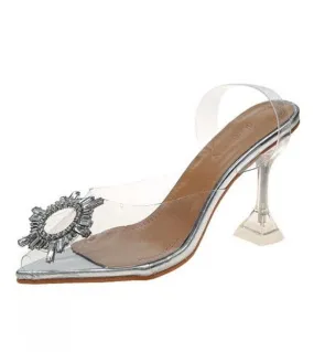 New Summer Sandali trasparenti Donna Donna Elegante Sky High Heels Bling Crystal Shoes Donna Ladies Party Club Dress Sho