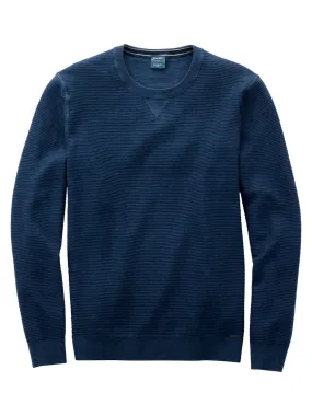 Olymp navy blue crew-neck sweater in modern fit organic cotton