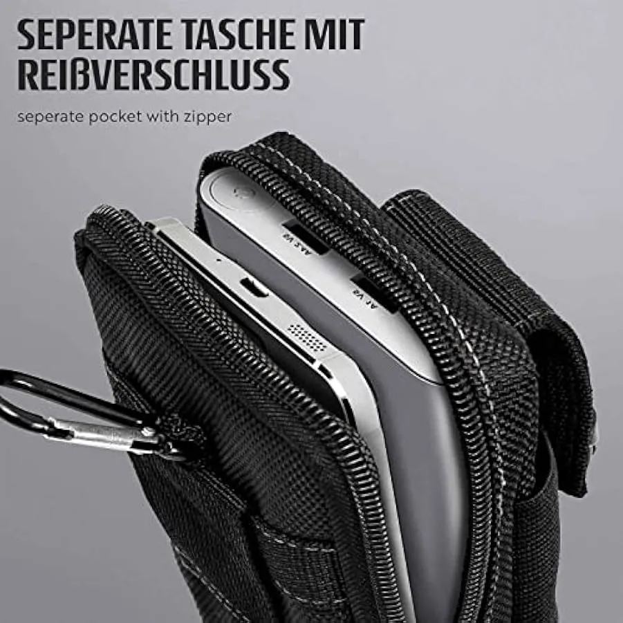 ONEFLOW Survival Case Compatibile con HTC One Mini 2 – Custodia in nylon con moschettone, tattica EDC con supporto per cintura, 