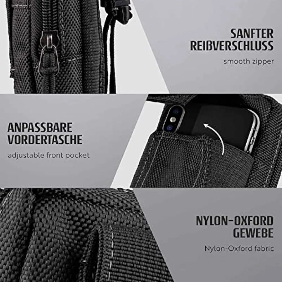 ONEFLOW Survival Case Compatibile con HTC One Mini 2 – Custodia in nylon con moschettone, tattica EDC con supporto per cintura, 