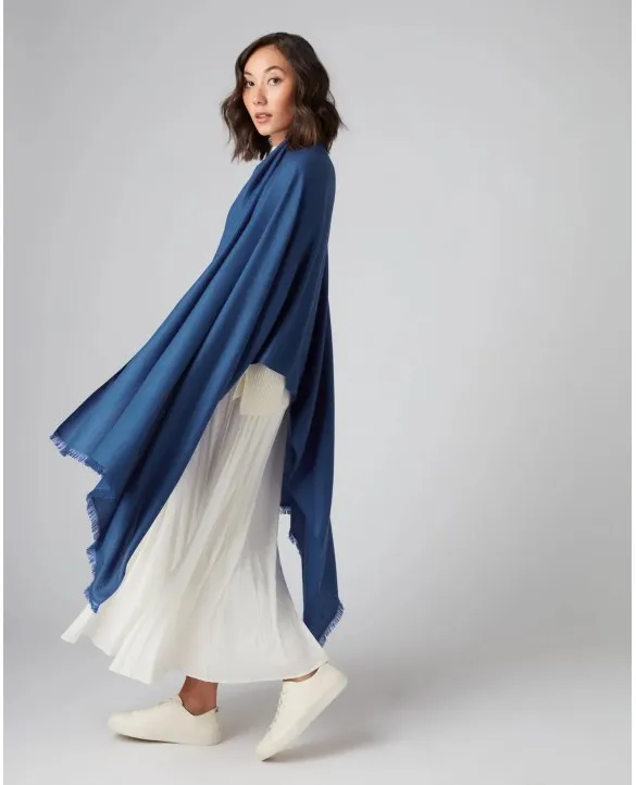 Pashmina in puro cashmere Blu Cobalto