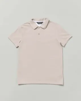 Polo color sabbia in tessuto tecnico stretch a maniche corte 12-18 anni