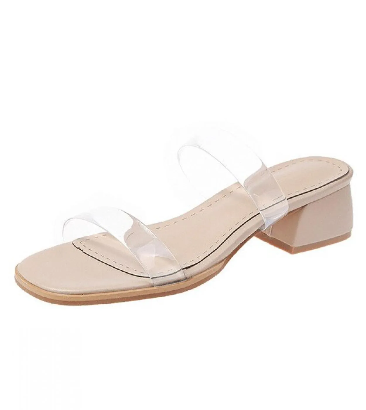 Sandali in gelatina di pvc Crystal Open Toe Med Heels Scarpe da donna Donna Trasparente Slip On Sandali casual Décolleté taglie