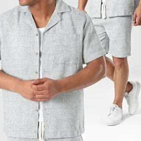 Set camicia a maniche corte e pantaloncini da jogging color grigio erica