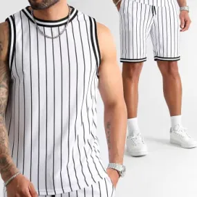 Set maglia da baseball e pantaloncini da jogging 1037 bianco