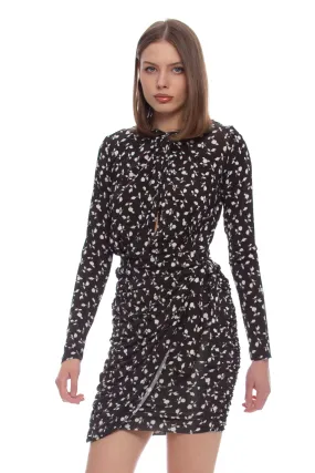 Short Dress with Pattern / Black
