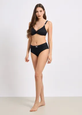 Slip bikini con tessuto testurizzato a vita alta donna