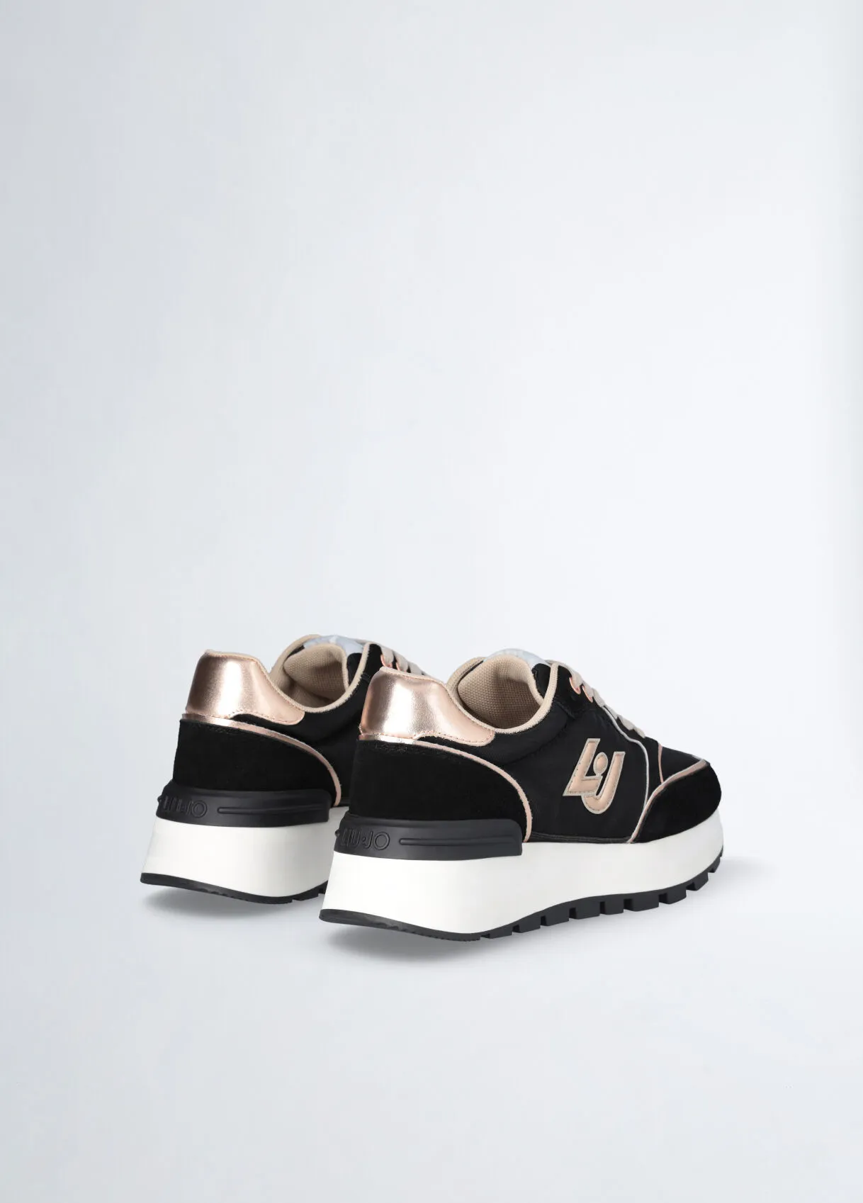 Sneakers platform in suede e shiny nylon