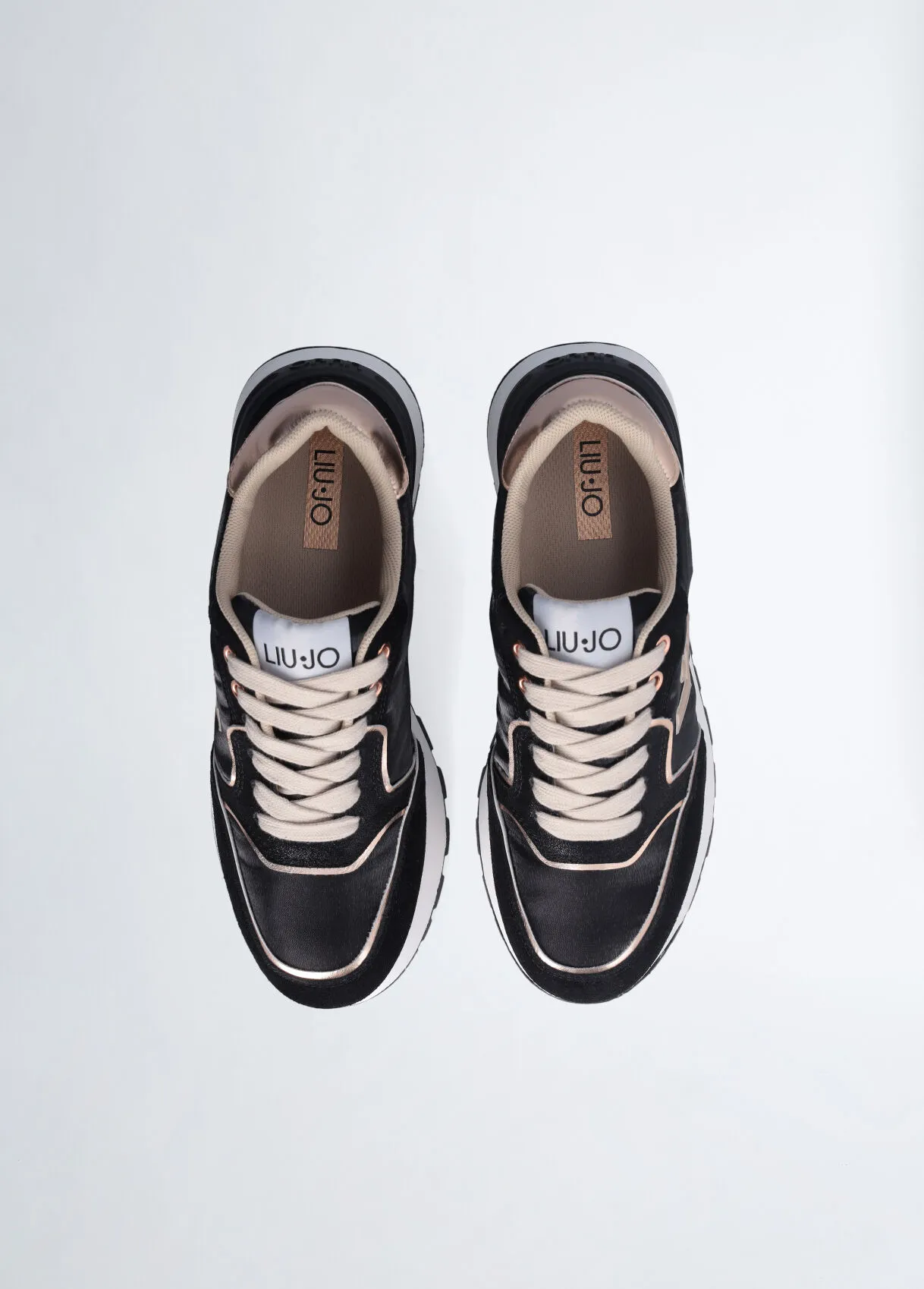 Sneakers platform in suede e shiny nylon