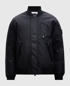 Stone Island Bomber in piumino nero con patch logo 811546536