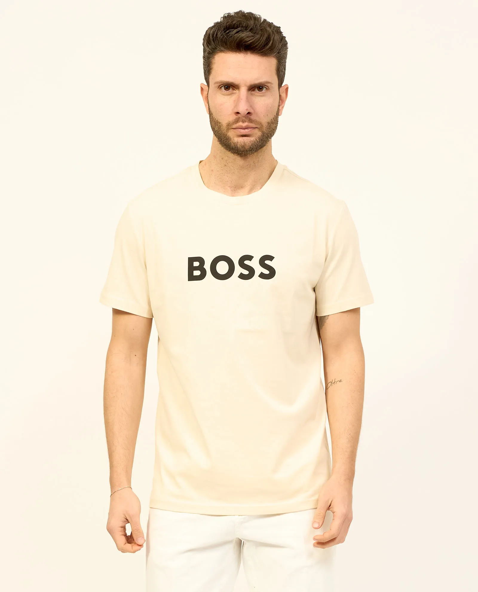 T-shirt uomo Boss in jersey di cotone con logo