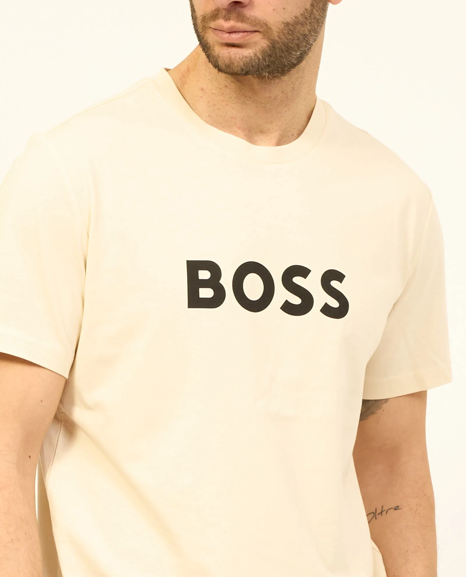 T-shirt uomo Boss in jersey di cotone con logo