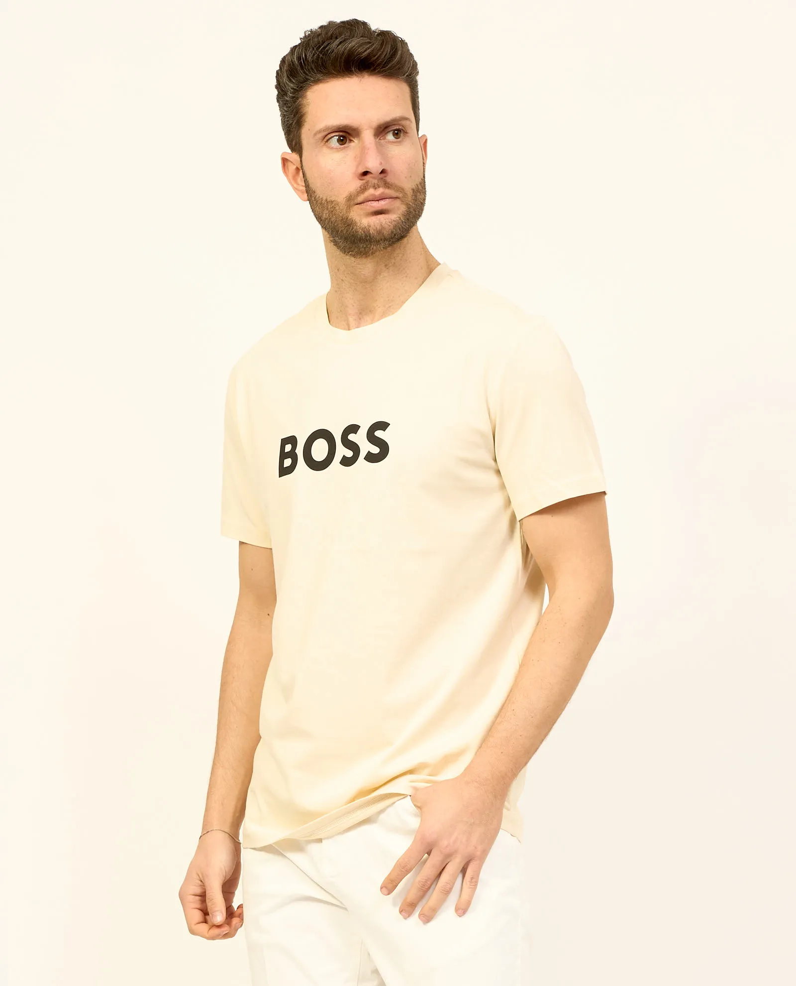 T-shirt uomo Boss in jersey di cotone con logo