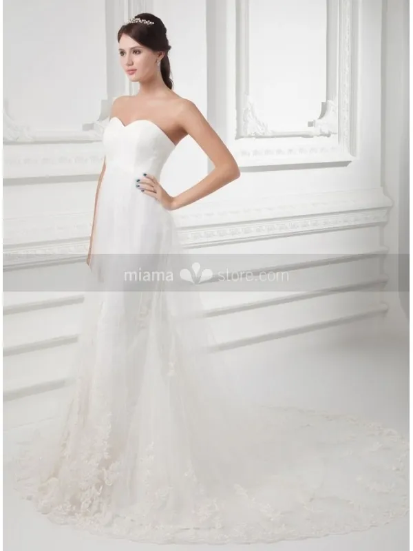 TINA - A-line Mermaid Sweetheart Chapel train Tulle Wedding dress