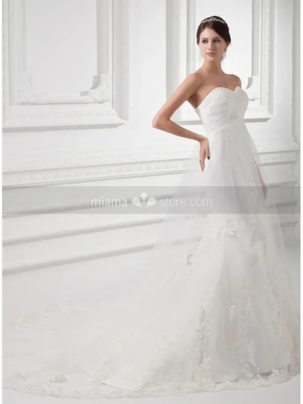 TINA - A-line Mermaid Sweetheart Chapel train Tulle Wedding dress