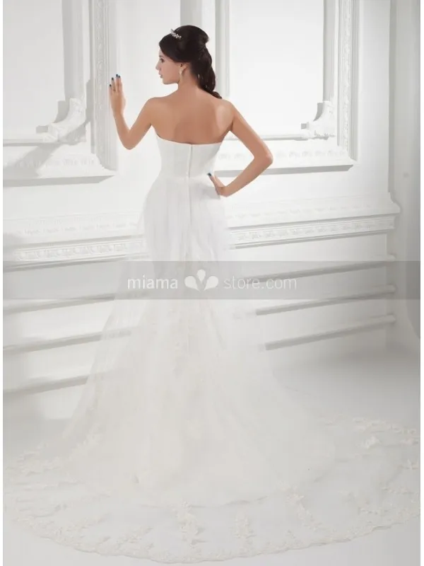 TINA - A-line Mermaid Sweetheart Chapel train Tulle Wedding dress