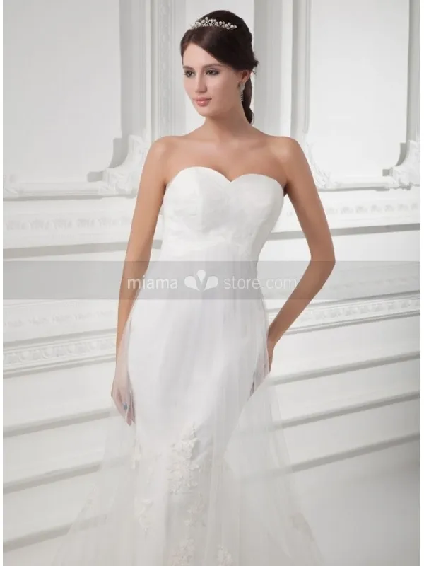 TINA - A-line Mermaid Sweetheart Chapel train Tulle Wedding dress