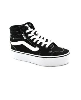 VANS FILMORE HI PLATFORM M71871 black white nero scarpe donna sneakers lacci tessuto