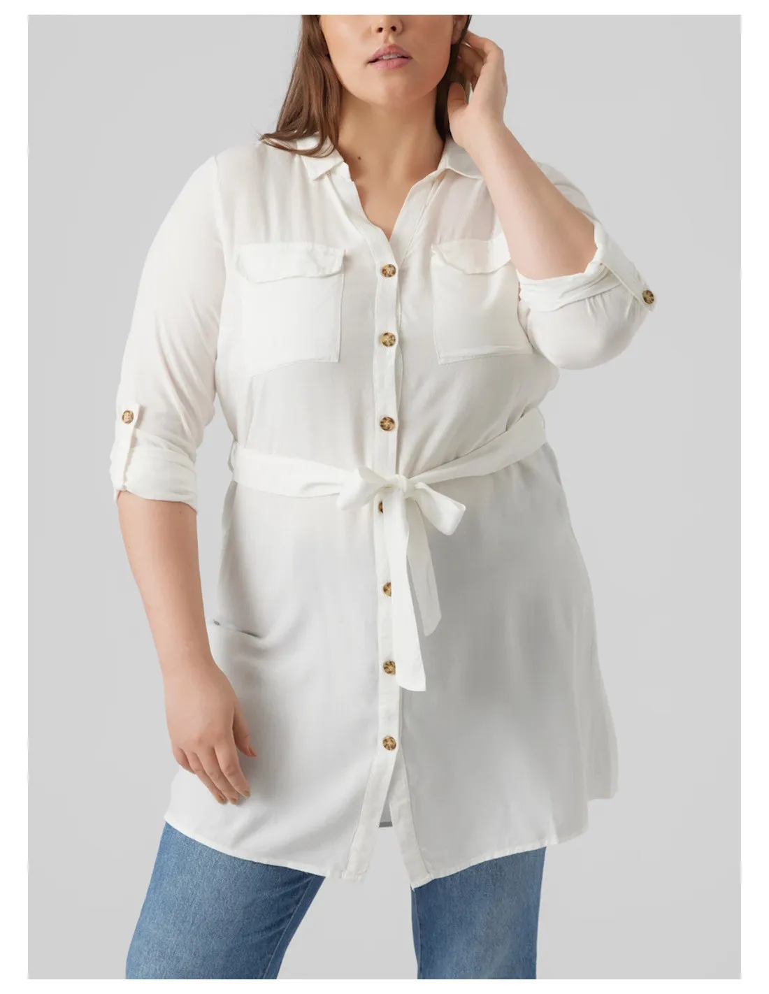 VERO MODA CURVE BUMPY L/S SHIRT DRESS WVN GA NOOS 